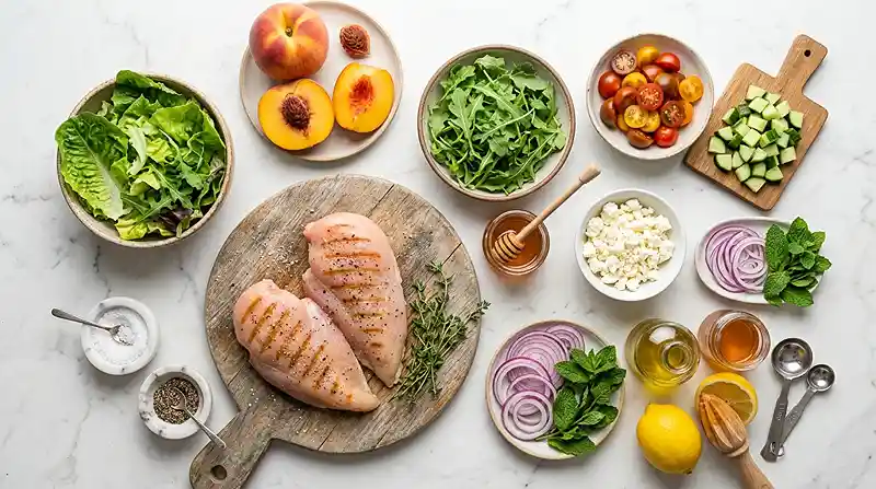 Hot Honey Chicken Peach Salad 2 hot honey chicken salad