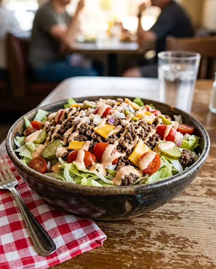 Loaded Burger Bowl Salad 4 low carb dinner salad