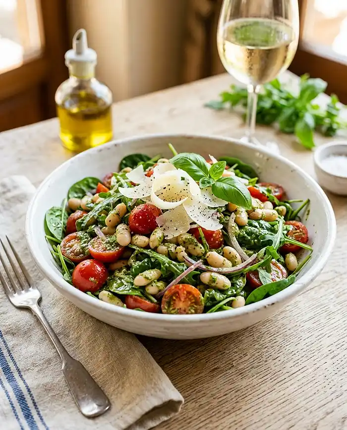 Cherry Tomato White Bean Pesto Salad 4 no lettuce salad