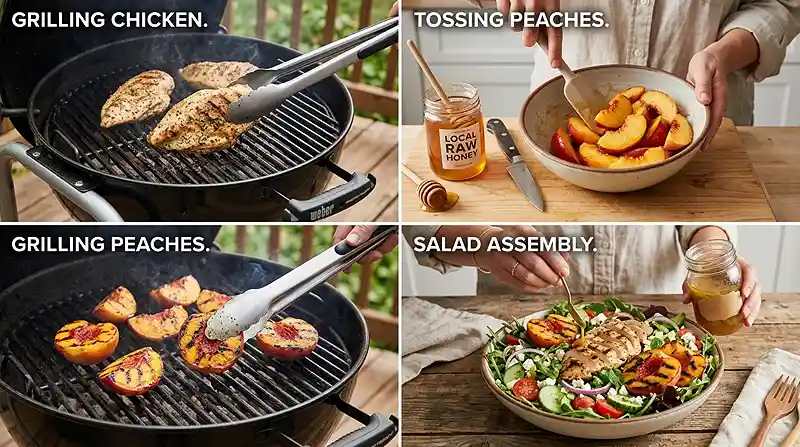 Hot Honey Chicken Peach Salad 3 peach chicken salad