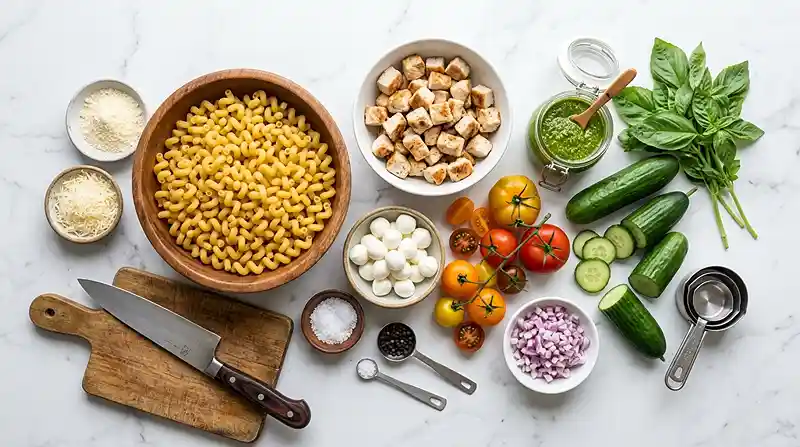 Pesto Chicken Mozzarella Pasta Salad 2 pesto chicken pasta salad