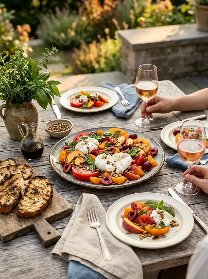 Tomato Peach Burrata Bread Salad 4 summer bread salad