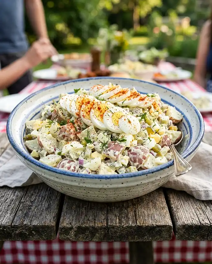 Dill Pickle Potato Egg Salad 4 summer cookout side