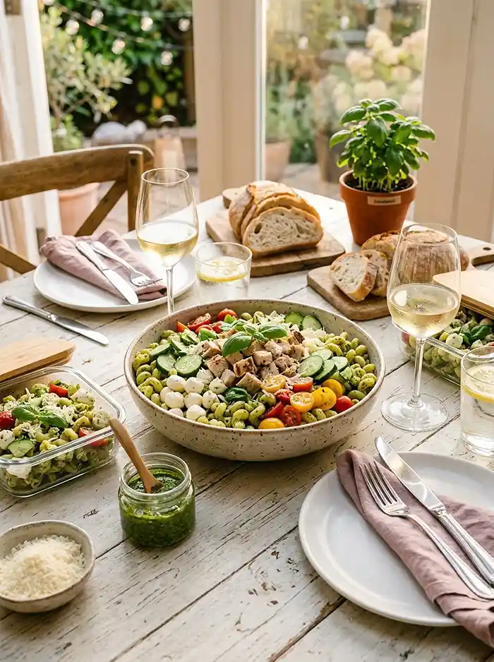 Pesto Chicken Mozzarella Pasta Salad 4 summer meal prep
