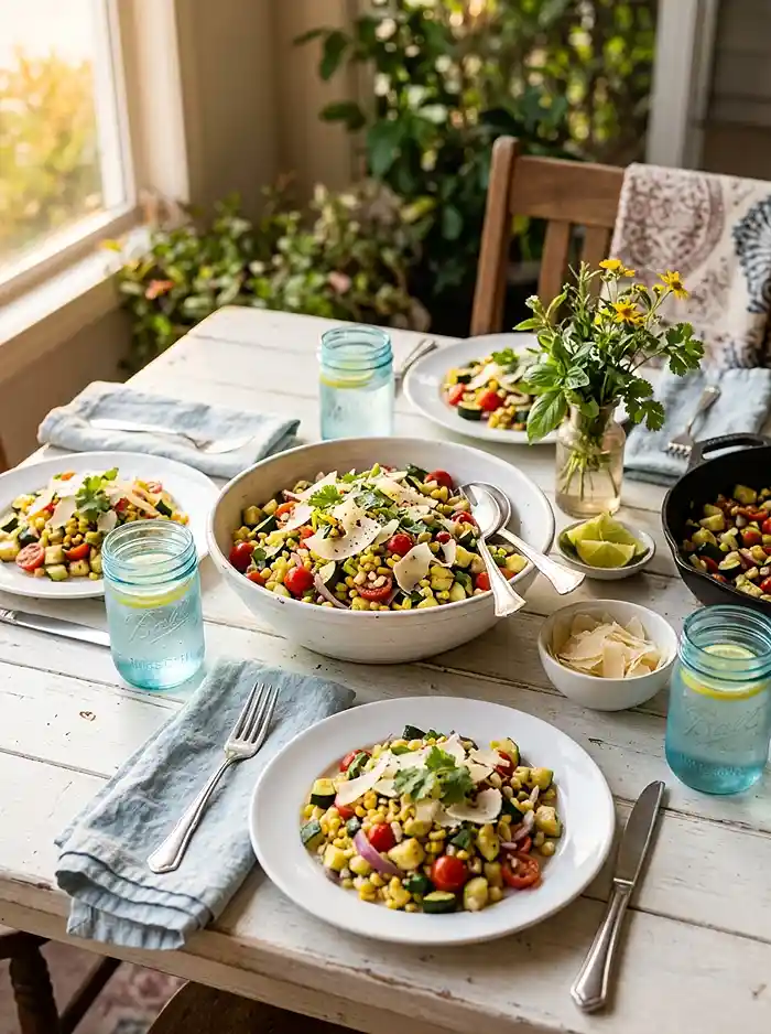Lemon Parmesan Zucchini Corn Salad 4 summer vegetable salad