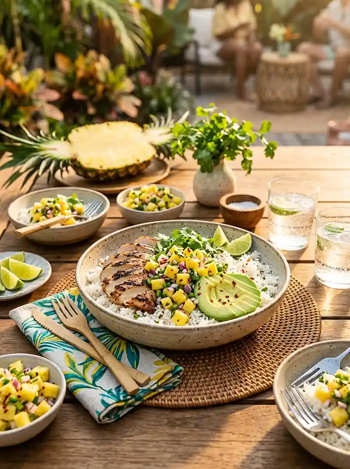 Pineapple Jalapeno Chicken Rice Salad 4 tropical meal prep