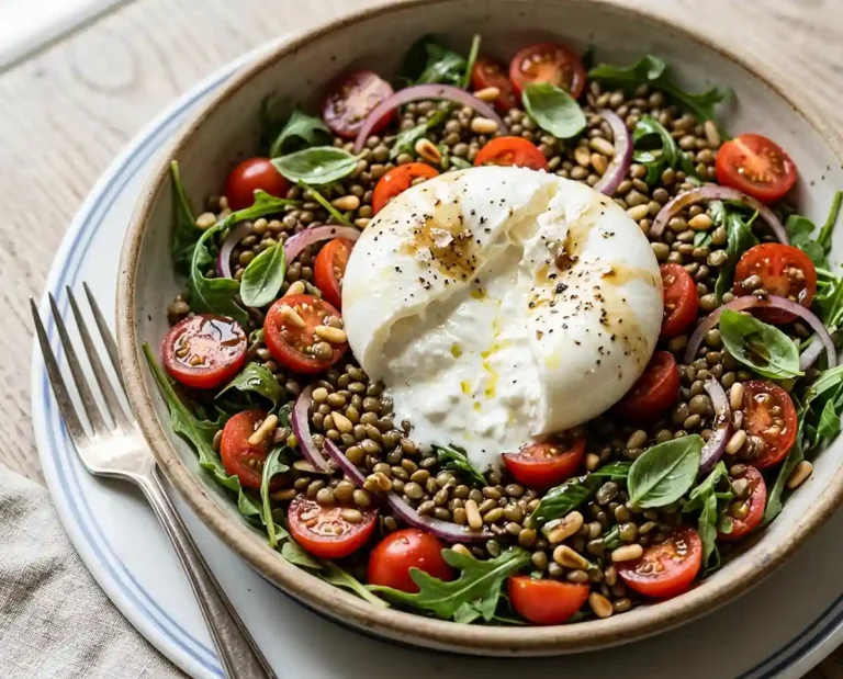 Cherry Tomato Burrata Lentil Salad
