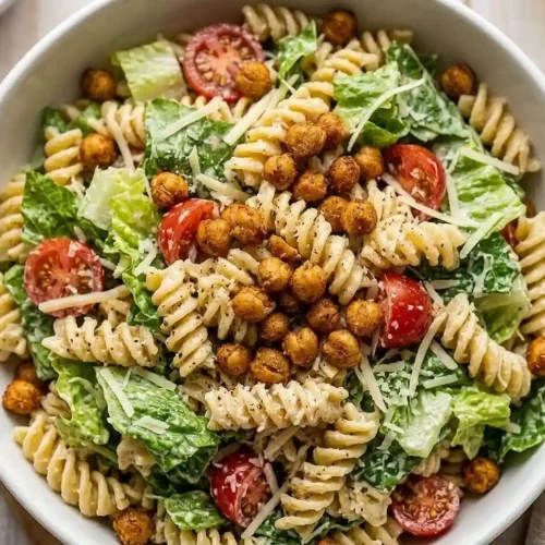 Crispy Chickpea Caesar Pasta Salad