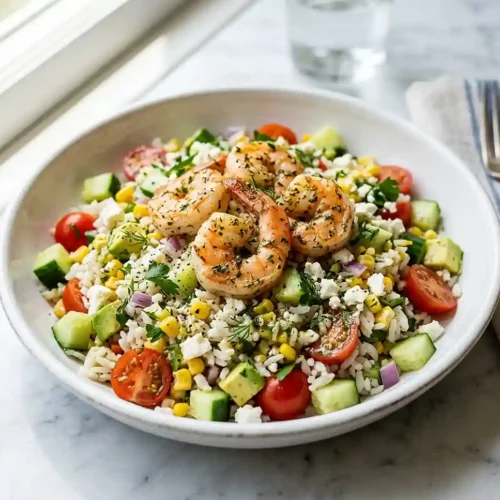 Garlic Herb Shrimp Rice Salad