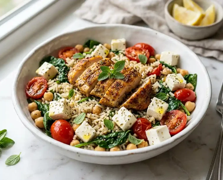 Greek Lemon Chicken Rice Salad