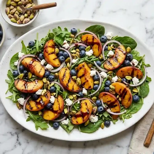 Grilled Peach Blueberry Pistachio Salad 5 Grilled Peach Blueberry Pistachio Salad