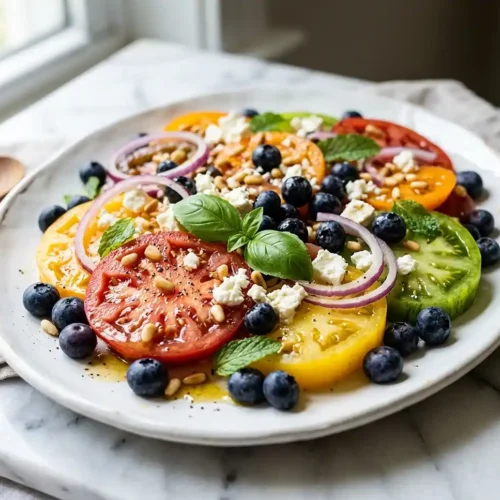 Heirloom Tomato Blueberry Feta Salad 5 Heirloom Tomato Blueberry Feta Salad