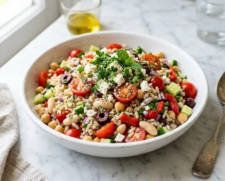 Mediterranean Rice Bean Picnic Salad