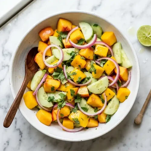 Peach Mango Cucumber Salad 5 Peach Mango Cucumber Salad