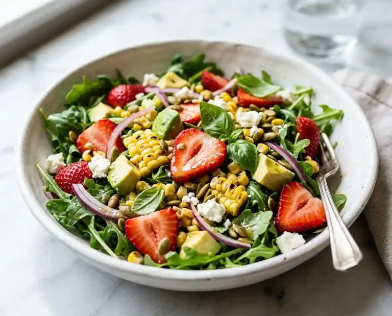 Strawberry Corn Avocado Arugula Salad