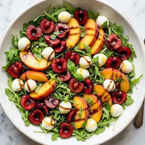 Summer Cherry Peach Mozzarella Salad 5 Summer Cherry Peach Mozzarella Salad