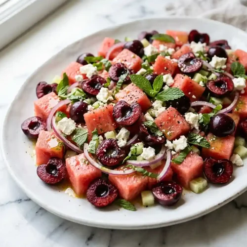 Watermelon Cherry Feta Salad 5 Watermelon Cherry Feta Salad