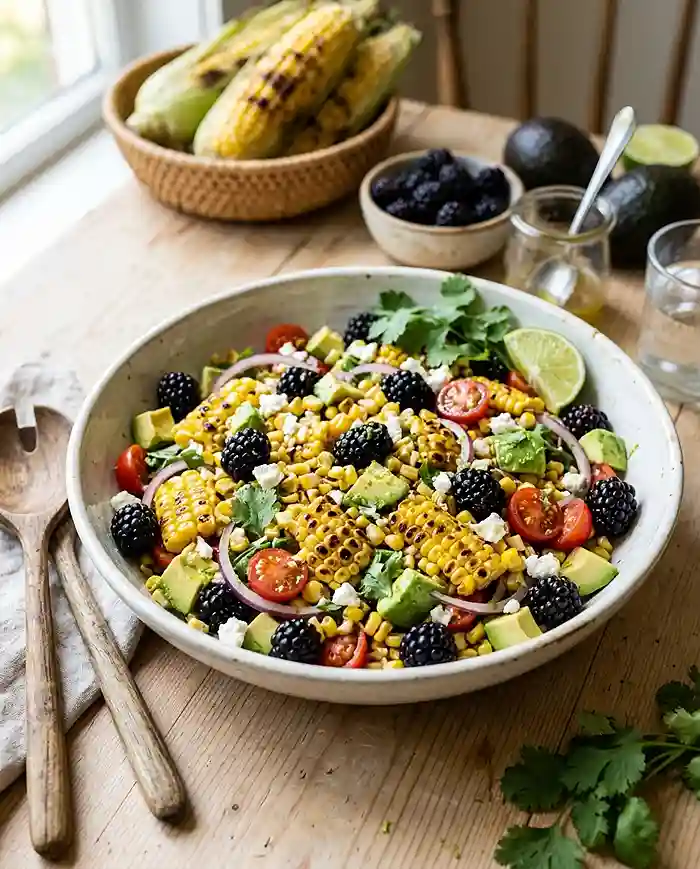 Charred Corn Blackberry Avocado Salad 4 avocado salad