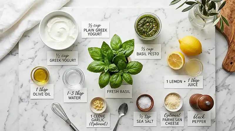 Creamy Basil Pesto Yogurt Dressing 2 basil pesto dressing