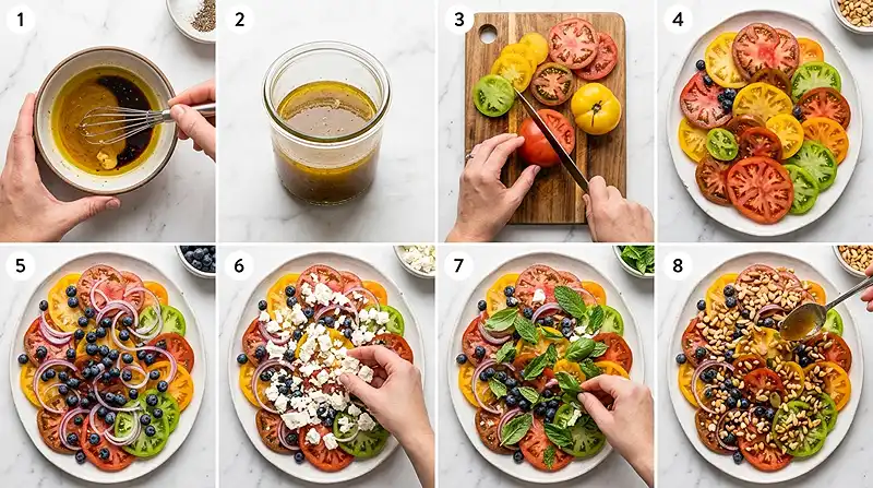 Heirloom Tomato Blueberry Feta Salad 3 blueberry feta salad