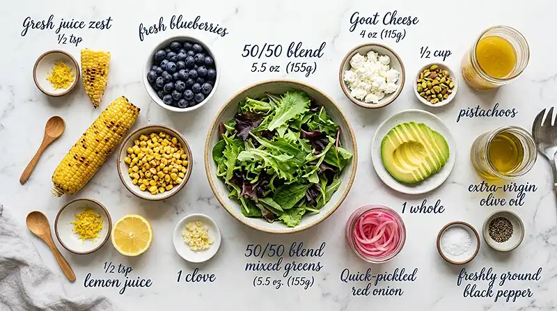 Blueberry Corn Goat Cheese Salad 2 blueberry salad