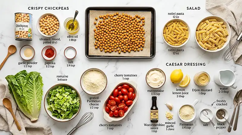 chickpea caesar pasta salad