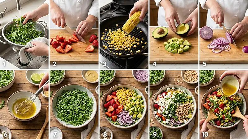 Strawberry Corn Avocado Arugula Salad 3 corn avocado salad