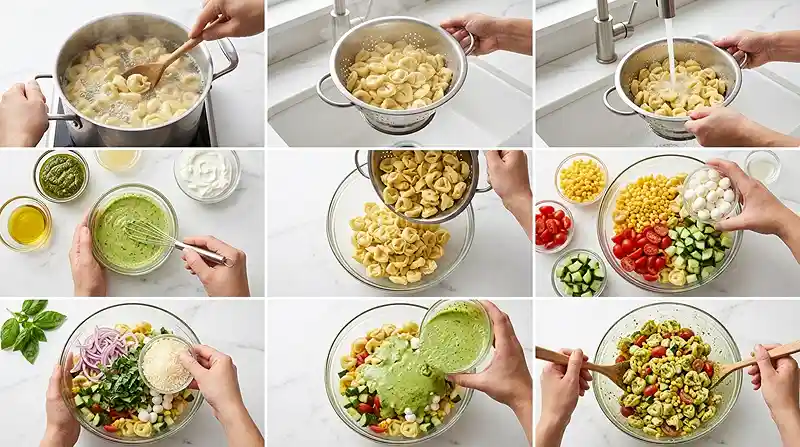 Pesto Corn Tortellini Salad 3 corn pasta salad