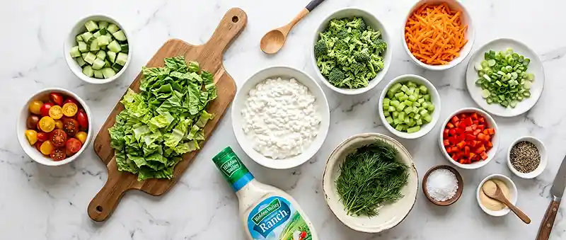 Cottage Cheese Ranch Chopped Veggie Salad 2 cottage cheese salad