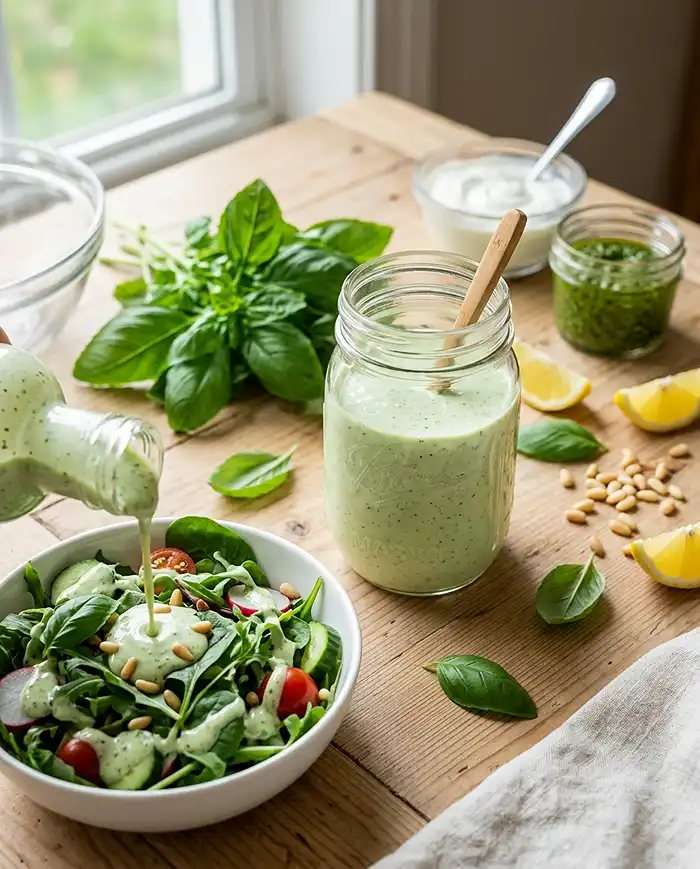 Creamy Basil Pesto Yogurt Dressing 4 creamy herb dressing
