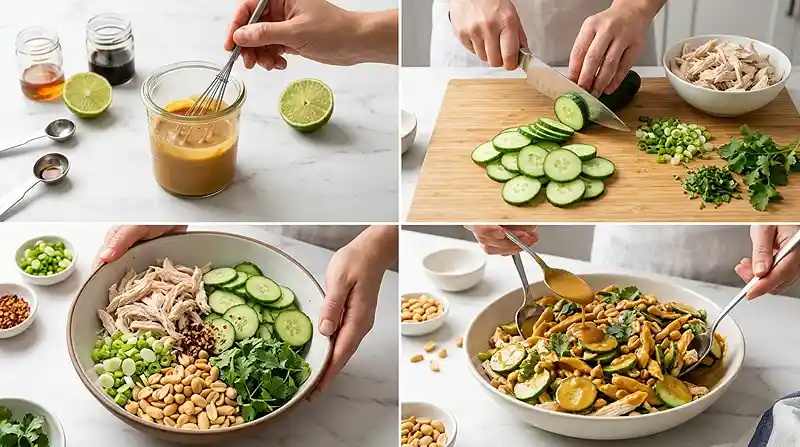 Spicy Peanut Cucumber Chicken Crunch Salad 3 cucumber chicken salad
