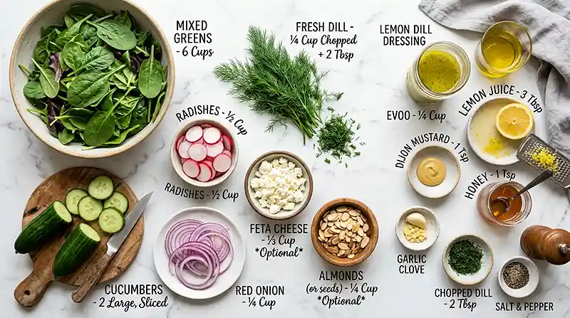 Lemon Dill Cucumber Greens Salad 2 cucumber greens salad