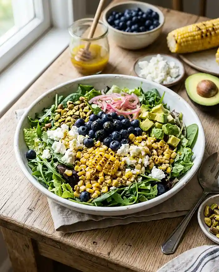 Blueberry Corn Goat Cheese Salad 4 goat cheese salad