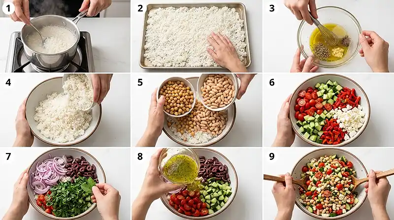 Mediterranean Rice Bean Picnic Salad 3 grain salad
