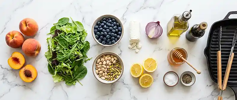 Grilled Peach Blueberry Pistachio Salad 2 grilled peach salad