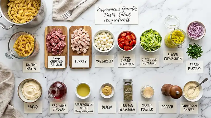 Pepperoncini Grinder Pasta Salad 2 grinder pasta salad