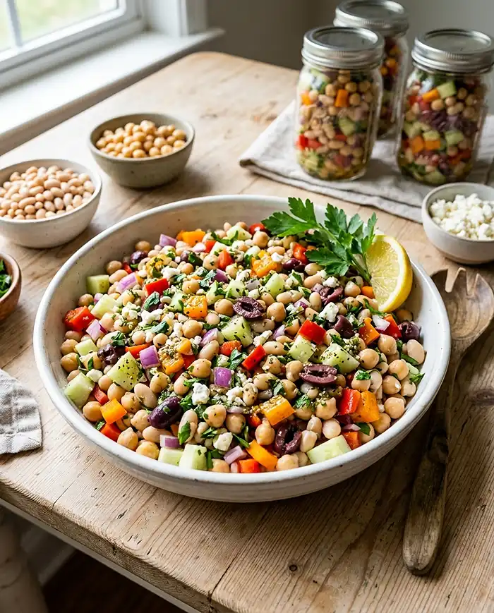 Mediterranean Dense Bean Salad 4 healthy dense bean salad recipe