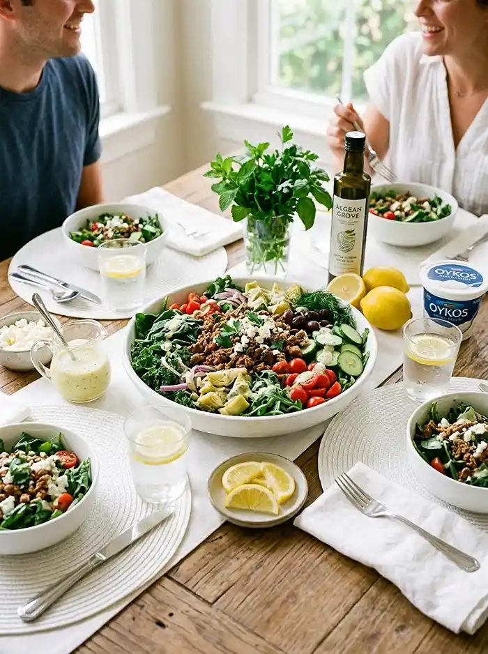 Mediterranean Turkey Feta Salad 4 high protein lunch salad