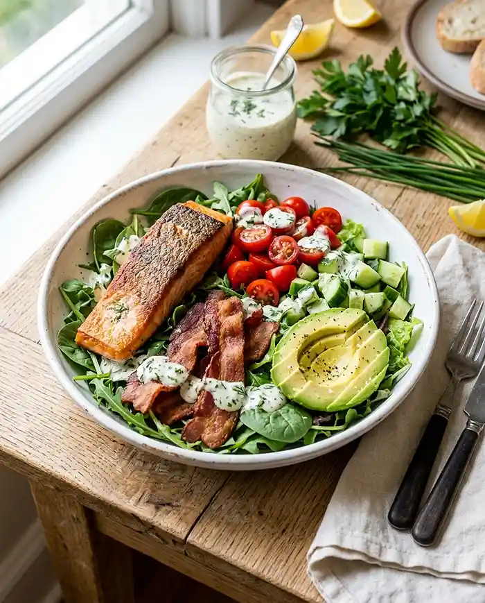 Salmon BLT Avocado Salad 4 high protein salad