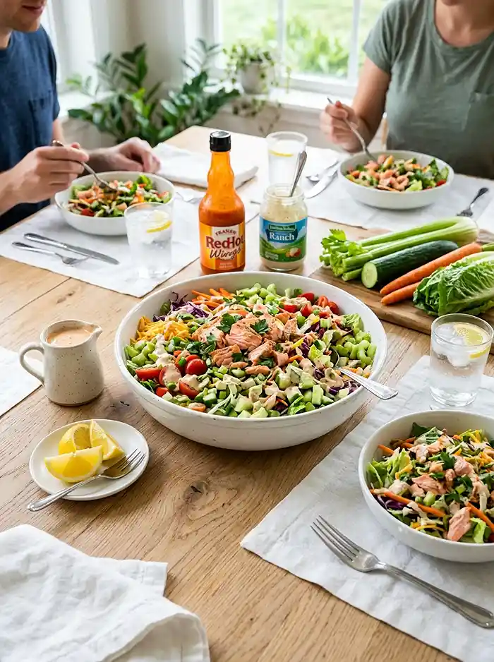 Buffalo Ranch Salmon Chopped Salad 4 high protein salad