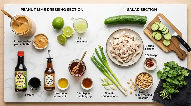 Spicy Peanut Cucumber Chicken Crunch Salad 2 high protein salad
