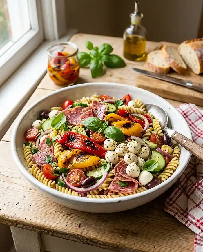 Roasted Pepper Salami Pasta Salad 4 italian picnic salad