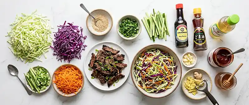 Korean BBQ Beef Slaw Salad 2 korean beef salad
