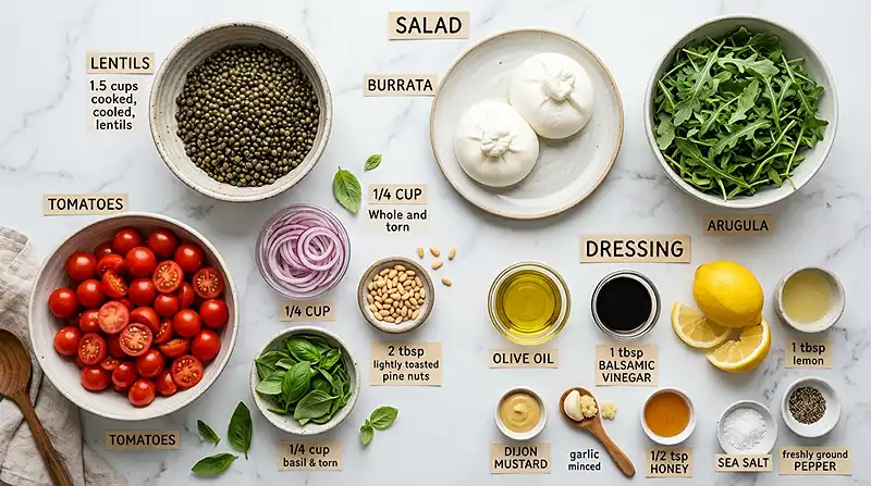 lentil burrata salad
