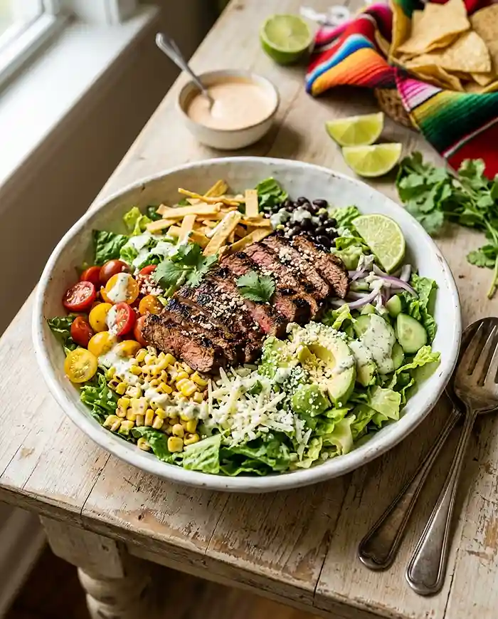Chipotle Lime Steak Taco Salad 4 lime salad