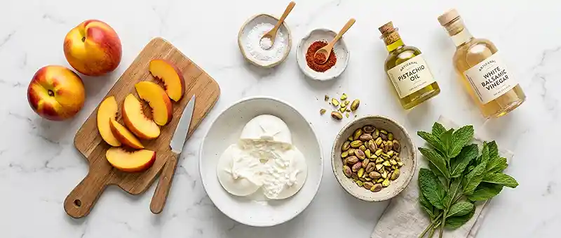 Nectarine Burrata Pistachio Salad 2 nectarine salad
