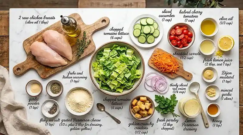 Lemon Parmesan Chicken Crunch Salad 2 parmesan chicken salad