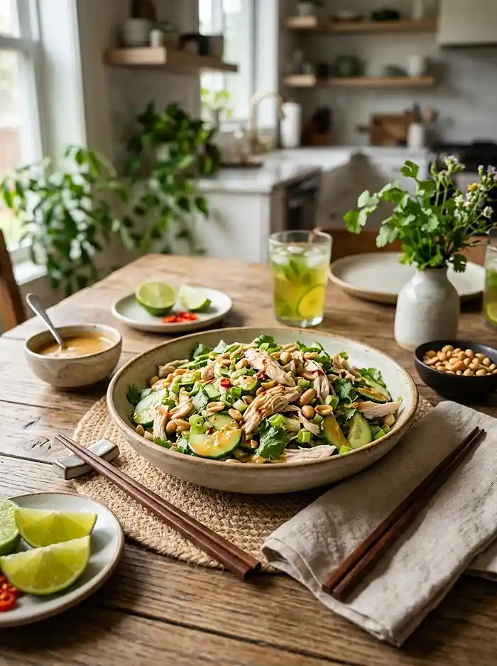 Spicy Peanut Cucumber Chicken Crunch Salad 4 peanut salad