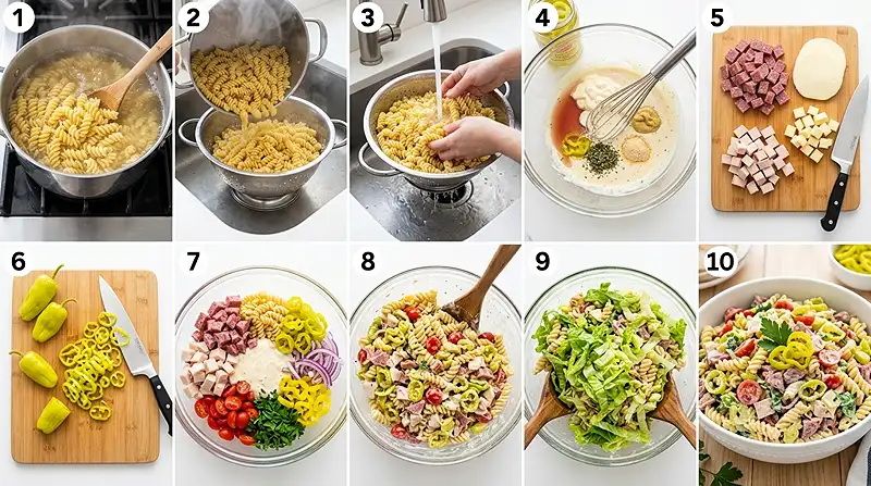 Pepperoncini Grinder Pasta Salad 3 pepperoncini pasta salad