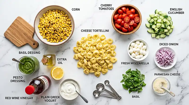 Pesto Corn Tortellini Salad 2 pesto tortellini salad
